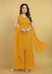 FASHIONABLE GEORGETTE LINING WORK TOP SHARARA WITH DUPATTA PARTY WEAR WHOLESALE PRICE ETHNIC GARMENT (3)