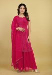 FASHIONABLE GEORGETTE LINING WORK TOP SHARARA WITH DUPATTA PARTY WEAR WHOLESALE PRICE ETHNIC GARMENT (5)