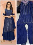 FASHIONABLE GEORGETTE LINING WORK TOP SHARARA WITH DUPATTA PARTY WEAR WHOLESALE PRICE ETHNIC GARMENT (4)