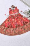 FASHIONABLE GEORGETTE PRINTED EMBROIDERY SEQUENCE WORK KID’S GOWN WITH BELT PARTY WEAR WHOLESALE PRICE ETHNIC GARMENT (3)