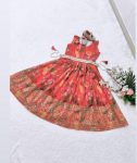 FASHIONABLE GEORGETTE PRINTED EMBROIDERY SEQUENCE WORK KID’S GOWN WITH BELT PARTY WEAR WHOLESALE PRICE ETHNIC GARMENT (3)