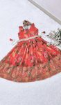 FASHIONABLE GEORGETTE PRINTED EMBROIDERY SEQUENCE WORK KID’S GOWN WITH BELT PARTY WEAR WHOLESALE PRICE ETHNIC GARMENT (3)