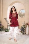 FASHIONABLE RAYON EMBROIDERY FOIL PRINTED TOP WITH DHOTI STYLE PANT SET PARTY WEAR WHOLESALE PRICE ETHNIC GARMENT (3)