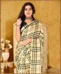 FASHIONABLE SATIN CHECKS PRINTED SAREE WITH UNSTITCHED BLOUSE PARTY WEAR WHOLESALE PRICE ETHNIC GARMENT (5)