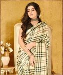 FASHIONABLE SATIN CHECKS PRINTED SAREE WITH UNSTITCHED BLOUSE PARTY WEAR WHOLESALE PRICE ETHNIC GARMENT (5)