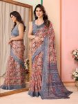 FASHIONABLE SILK PRINT WORK SAREE WITH UNSTITCH BLOUSE CASUAL WEAR WHOLESALE PRICE ETHNIC GARMENT (4)