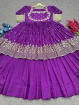 FASHIONABLE VICHITRA SILK EMBROIDERY SEQUENCE WORK TOP WITH LEHENGA FESTIVAL WEAR WHOLESALE PRICE ETHNIC GARMENT (10)