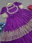 FASHIONABLE VICHITRA SILK EMBROIDERY SEQUENCE WORK TOP WITH LEHENGA FESTIVAL WEAR WHOLESALE PRICE ETHNIC GARMENT (10)