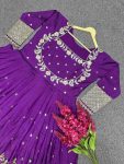 FASHIONABLE VICHITRA SILK EMBROIDERY SEQUENCE WORK TOP WITH LEHENGA FESTIVAL WEAR WHOLESALE PRICE ETHNIC GARMENT (10)