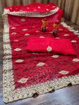 WEDDING COLLECTION HEAVY STONE WORK SAREE  RED