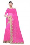 PARTY WEAR  NET DIAMOND WORK SAREE WITH UNSTITCHED BLOUSE INK