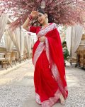 LATEST BANARASI SOFT SILK SILVER ZARI WORK SAREE WITH UNSTITCHED BLOUSE PARTY WEAR WHOLESALE PRICE ETHNIC GARMENT (5)