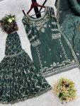 LATEST CHINON EMBROIDERY SEQUENCE MIRROR WORK TOP SHARARA WITH DUPATTA PARTY WEAR WHOLESALE PRICE ETHNIC GARMENT (9)