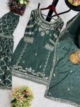 LATEST CHINON EMBROIDERY SEQUENCE MIRROR WORK TOP SHARARA WITH DUPATTA PARTY WEAR WHOLESALE PRICE ETHNIC GARMENT (9)