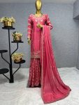 LATEST CHINON EMBROIDERY SEQUENCE MIRROR WORK TOP SHARARA WITH DUPATTA PARTY WEAR WHOLESALE PRICE ETHNIC GARMENT (7)