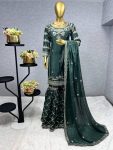 LATEST CHINON EMBROIDERY SEQUENCE MIRROR WORK TOP SHARARA WITH DUPATTA PARTY WEAR WHOLESALE PRICE ETHNIC GARMENT (9)