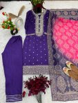 LATEST CHINON EMBROIDERY SEQUENCE TOP BOTTOM WITH DUPATTA PARTY WEAR WHOLESALE PRICE ETHNIC GARMENT (4)