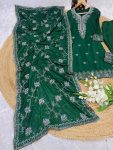 LATEST CHINON EMBROIDERY SEQUENCE WORK TOP BOTTOM WITH DUPATTA PARTY WEAR WHOLESALE PRICE ETHNIC GARMENT (1)