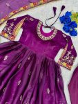 LATEST CHINON SILK EMBROIDERY SEQUENCE WORK GOWN BOTTOM WITH DUPATTA PARTY WEAR WHOLESALE PRICE ETHNIC GARMENT (9)