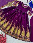 LATEST CHINON SILK EMBROIDERY SEQUENCE WORK GOWN BOTTOM WITH DUPATTA PARTY WEAR WHOLESALE PRICE ETHNIC GARMENT (9)