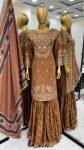 LATEST CHINON SILK EMBROIDERY SEQUENCE WORK TOP SHARARA WITH DUPATTA PARTY WEAR WHOLESALE PRICE ETHNIC GARMENT (6)