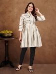 LATEST COTTON JACQUARD WORK ONLY TOP OFF WHITE