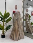 LATEST JIMMY CHOO THREAD SEQUENCE WORK SAREE WITH UNSTITCHED BLOUSE PARTY WEAR WHOLESALE PRICE ETHNIC GARMENT (3)