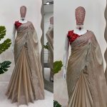 LATEST JIMMY CHOO THREAD SEQUENCE WORK SAREE WITH UNSTITCHED BLOUSE PARTY WEAR WHOLESALE PRICE ETHNIC GARMENT (3)