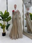 LATEST JIMMY CHOO THREAD SEQUENCE WORK SAREE WITH UNSTITCHED BLOUSE PARTY WEAR WHOLESALE PRICE ETHNIC GARMENT (3)