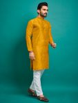 LATEST PARBON SILK THREAD WORK MEN’S KURTA WITH PAJAMA PARTY WEAR WHOLESALE PRICE ETHNIC GARMENT (15)