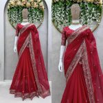 LATEST TABBY SILK THREAD SEQUENCE WORK SAREE WITH UNSTITCHED BLOUSE PARTY WEAR WHOLESALE PRICE ETHNIC GARMENT (7)