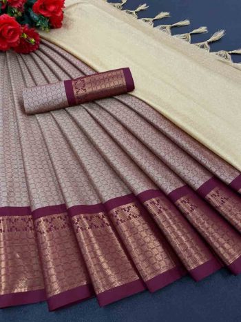 MOST PICKED WEDDING PURPOSE PREMIUM SOFT COTTON SILK WITH BROAD BORDER SAREE  WINE
