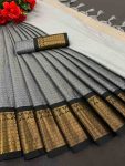 MOST PICKED WEDDING PURPOSE PREMIUM SOFT COTTON SILK WITH BROAD BORDER SAREE  GREY
