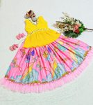 NEW ARRIVAL CHINON SILK EMBROIDERY PRINTED KID’S LEHENGA WITH CHOLI PARTY WEAR WHOLESALE PRICE ETHNIC GARMENT (3)