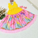 NEW ARRIVAL CHINON SILK EMBROIDERY PRINTED KID’S LEHENGA WITH CHOLI PARTY WEAR WHOLESALE PRICE ETHNIC GARMENT (3)