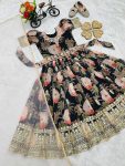 NEW ARRIVAL GEORGETTE DIGITAL PRINTED KID’S WEAR GOWN WITH DUPATTA AND BELT PARTY WEAR WHOLESALE PRICE ETHNIC GARMENT (13)