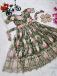 NEW ARRIVAL GEORGETTE DIGITAL PRINTED KID’S WEAR GOWN WITH DUPATTA AND BELT PARTY WEAR WHOLESALE PRICE ETHNIC GARMENT (15)