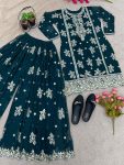 NEW DESIGNER GEORGETTE EMBROIDERY WORK TOP PALAZZO WITH DUPATTA PARTY WEAR WHOLESALE PRICE ETHNIC GARMENT (3)