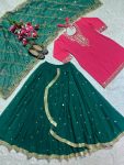 RICH LOOK GEORGETTE EMBROIDERY AND SEQUENCE WORK TOP LEHENGA WITH DUPATTA FESTIVAL WEAR WHOLESALE PRICE ETHNIC GARMENT (15)