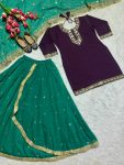 RICH LOOK GEORGETTE EMBROIDERY AND SEQUENCE WORK TOP LEHENGA WITH DUPATTA PARTY WEAR WHOLESALE PRICE ETHNIC GARMENT (2)