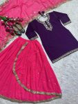 RICH LOOK GEORGETTE EMBROIDERY AND SEQUENCE WORK TOP LEHENGA WITH DUPATTA PARTY WEAR WHOLESALE PRICE ETHNIC GARMENT (4)