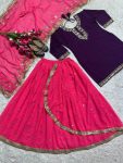 RICH LOOK GEORGETTE EMBROIDERY AND SEQUENCE WORK TOP LEHENGA WITH DUPATTA PARTY WEAR WHOLESALE PRICE ETHNIC GARMENT (4)