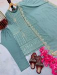 RICH LOOK GEORGETTE EMBROIDERY SEQUENCE WORK TOP PANT WITH DUPATTA FESTIVAL WEAR WHOLESALE PRICE ETHNIC GARMENT (36)