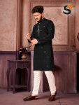 RICH LOOK SILK EMBROIDERY SEQUENCE WORK MENS KURTA PAJAMA FESTIVAL WEAR WHOLESALE PRICE ETHNIC GARMENT (3)