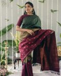 TRADITIONAL BANARASI SILK BEAUTIFUL ZARI WORK SAREE WITH UNSTITCHED BLOUSE PARTY WEAR WHOLESALE PRICE ETHNIC GARMENT (10)