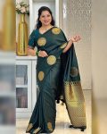 TRADITIONAL BANARASI SILK GOLD ZARI WEAVING WORK SAREE WITH UNSTITCHED BLOUSE PARTI WEAR WHOLESALE PRICE ETHNIC GARMENT 2(4)