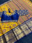 TRADITIONAL COTTON SILK JACQUARD WORK SAREE WITH STITCHED BLOUSE MUSTARD