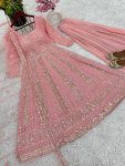 TRADITIONAL GEORGETTE EMBROIDERY SEQUECE WORK GOWN PALAZZO WITH DUPATTA PARTY WEAR WHOLESALE PRICE ETHNIC GARMENT (4)