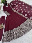 TRADITIONAL GEORGETTE EMBROIDERY SEQUENCE WORK GOWN BOTTOM WITH DUPATTA PARTY WEAR WHOLESALE PRICE ETHNIC GARMENT (3)