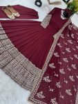 TRADITIONAL GEORGETTE EMBROIDERY SEQUENCE WORK GOWN BOTTOM WITH DUPATTA PARTY WEAR WHOLESALE PRICE ETHNIC GARMENT (3)